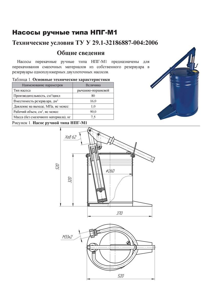 Насосы ручные типа НПГ-М1(НПГ)