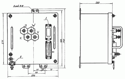 Габаритные и установочные размеры аппаратов АЗУР-4