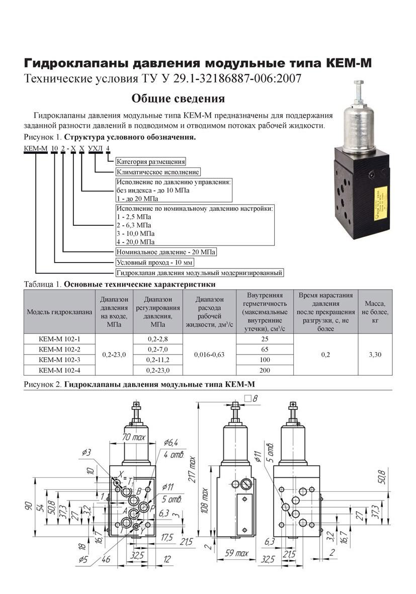 Гидроклапаны давления модульные типа КЕМ-М (КЕМ)