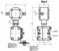 Габаритные размеры преобразователей диференциального давления ПД-1-Д и ПД-1-Д