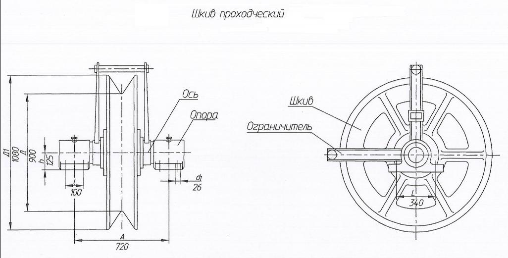 Чертеж шкива копровый проходческий типа ШКП-1