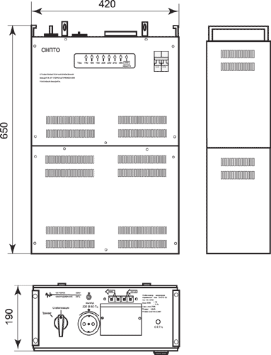 Габаритные размеры переносного однофазного стабилизатора напряжения Volter СНПТО-22