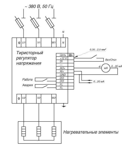 Тиристорный регулятор напряжения типа ТРН