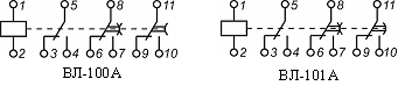 Схемы подключения и расположения выводов ВЛ-100А, ВЛ-101А
