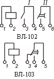 Схемы подключений и расположений выводов ВЛ-102, ВЛ-103